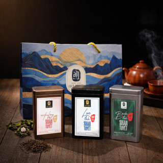 Set quà 3 hộp Trà Shan Tuyết - Đồ Nam - Đặc sản núi rừng Xứ Nghệ, Set 3 hộp thiếc sang trọng