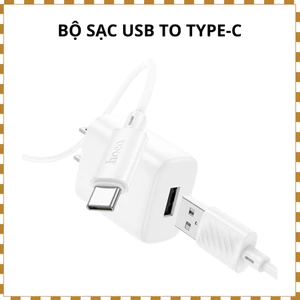 Bộ Sạc HOCO C134 12W Kèm Cáp Type-C 1m – Củ Sạc USB 2.4A Nhỏ Gọn Dùng Cho Điện Thoại Android