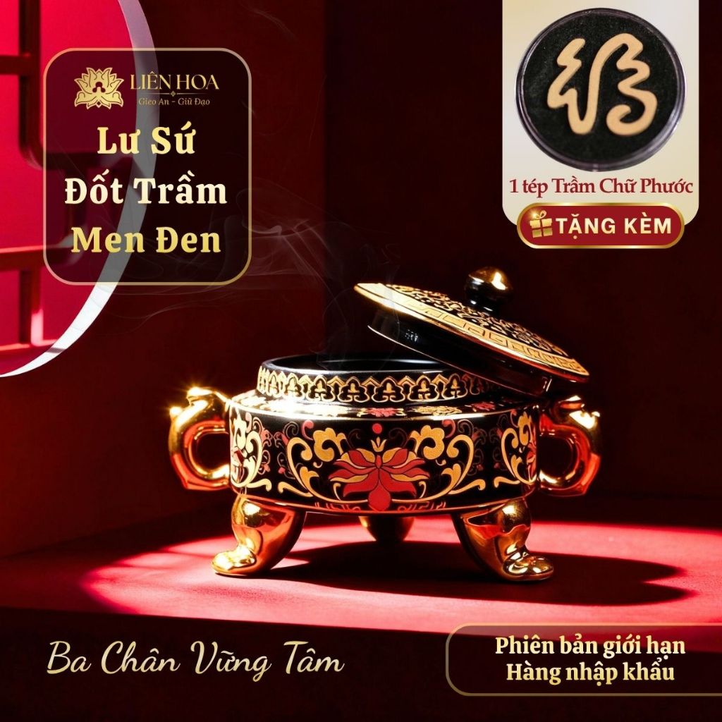 Lư Đốt Trầm Liên Hoa – Lư Xông Trầm Hương, Trang Trí Bàn Thờ, Phụ Kiện Thờ Cúng, Lư Đốt Nhang Trầm