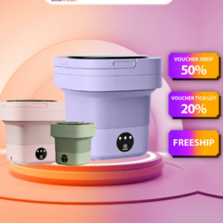 Máy giặt Smart Gadgets mini gấp gọn, máy giặt đồ lót, tất vớ, giặt đồ cho bé dung tích 6L tự vắt khô khử khuẩn
