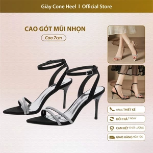 Sandal Cao Gót 7cm Mũi Nhọn Cone Heel – Dép Nữ Quai Mảnh Thanh Lịch, Tôn Dáng Sang Trọng
