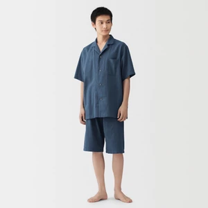 [26SS] MUJI Bộ Đồ Ngủ Tay Ngắn Vải Seersucker - Nam