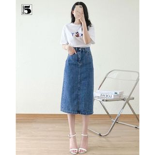 Chân Váy Bò Dáng Dài - Váy Bò Dáng Dài Xẻ Sau Ôm Eo TWENTY FIVE 4089