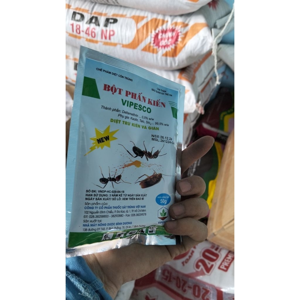 Gói 50g Bột Phấn K.iến VIPESCO - Tr.ừ K.iến, G.ián và C.ôn Tr.ùng