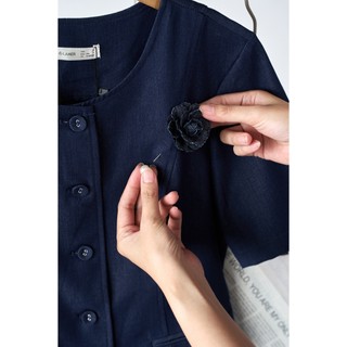 Áo Kiểu Nữ LAMER FASHION Cổ Tròn Đính Hoa Rời Phối Chân Váy Công Sở Xòe Xếp Ly Eo Thanh Lịch GMMH L65D26H012 L62L26Q005