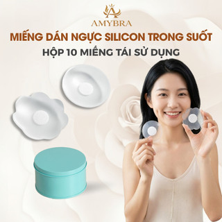 Miếng Dán Ngực Có Keo Siêu Chắc - Hộp 5 Cặp Dán Ngực Silicon Trong Suốt Không Sợ Lộ Hàng AMYBRA H08