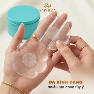 Miếng Dán Ngực Có Keo Siêu Chắc - Hộp 5 Cặp Dán Ngực Silicon Trong Suốt Không Sợ Lộ Hàng AMYBRA H08