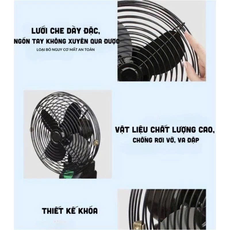 Quạt Tích Điện Để Bàn Pin 10 Cell - Lồng Sắt, 2 Tốc Độ, Bảo Hành 12 Tháng