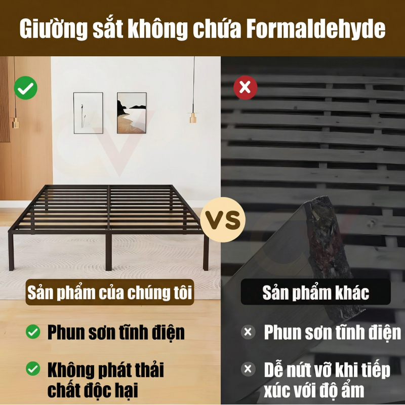 CONOCO Giường sắt gầm cao 30cm đựng đồ lắp ráp nhanh giao HCM 2 ngày cho phòng nhỏ