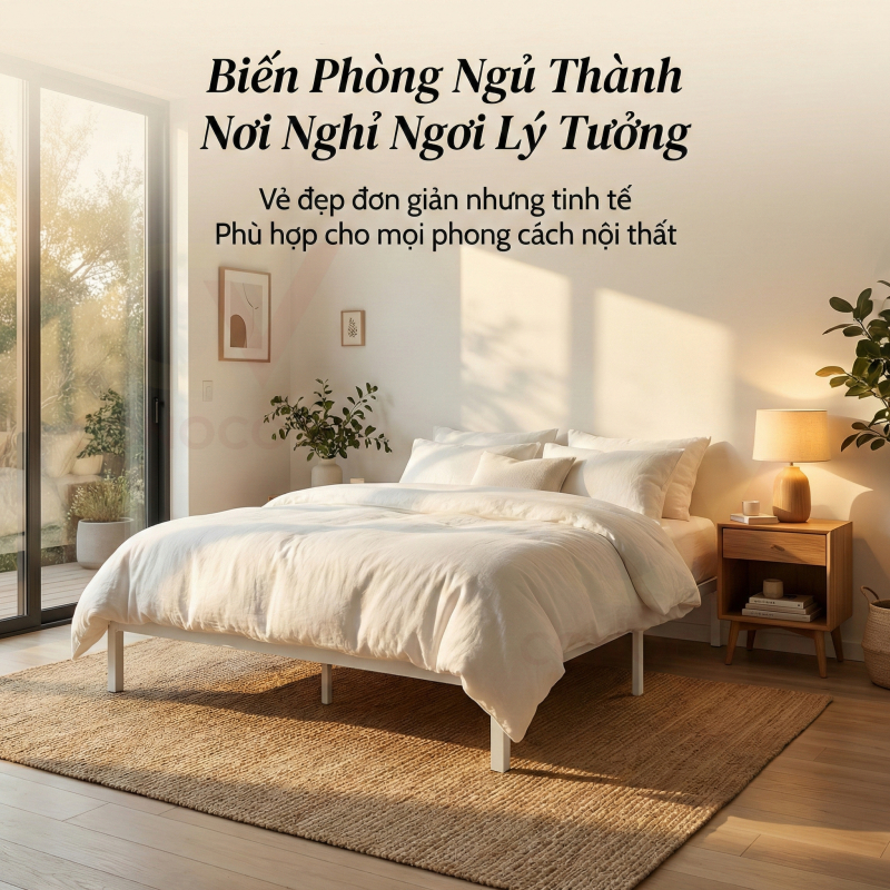 CONOCO Giường sắt gầm cao 30cm đựng đồ lắp ráp nhanh giao HCM 2 ngày cho phòng nhỏ