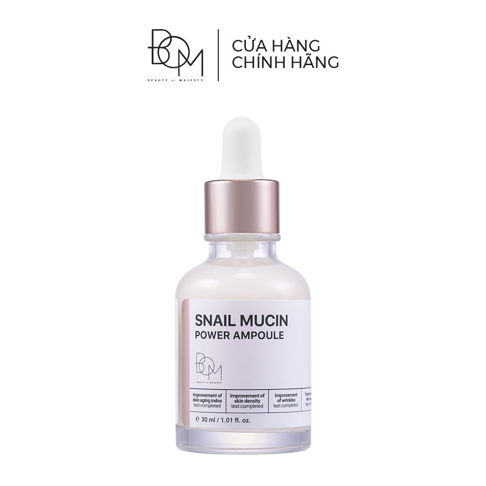 Tinh chất hỗ trợ dưỡng sáng, làm mờ nếp nhăn B.O.M Snail Mucin Power Ampoule - 30ml