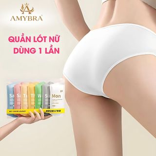 Combo Quần lót dùng 1 lần gọn nhẹ du lịch, Quần lót nữ cotton kháng khuẩn mềm mịn thoáng khí AMYBRA