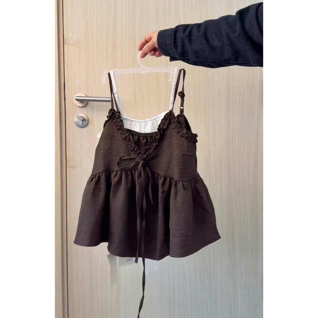 ÁO HAI DÂY BABYDOLL NHÚN NGỰC PHỐI BÈO DÁNG XÒE NHẸ NHÀNG