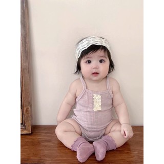 Body Bé Gái 2 Dây Cotton Mềm Mịn Caro/Chấm Bi/Trơn – Bodysuit Sơ Sinh Thoáng Mát Dễ Thương