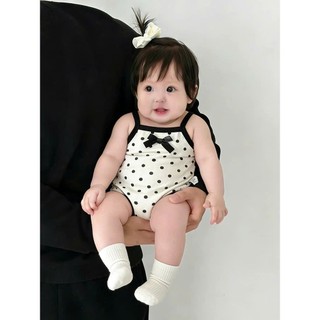 Body Bé Gái 2 Dây Cotton Mềm Mịn Caro/Chấm Bi/Trơn – Bodysuit Sơ Sinh Thoáng Mát Dễ Thương