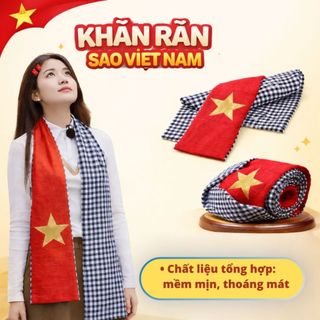Khăn Rằn Cờ Đỏ Sao Vàng Yêu nước Vải Đũi Mềm Mại, Khăn Rằn Nam Bộ Phụ Kiện 30/4, 2/9, Cổ Vũ, Sự Kiện