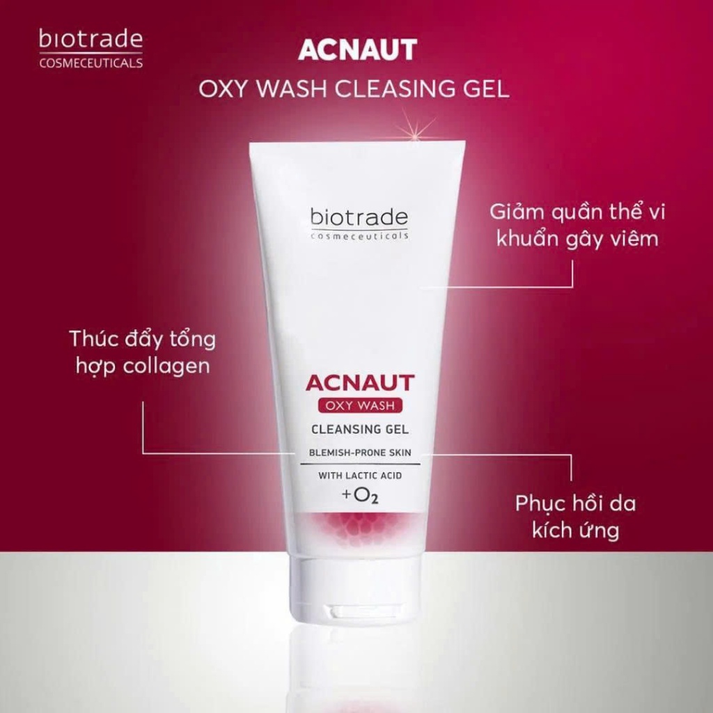 Sữa Rửa Mặt Dạng Gel Dành Cho Da Dầu Mụn Biotrade Acnaut Oxy Wash Cleansing Gel 200ml