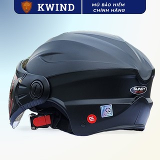 Nón bảo hiểm 1/2 đầu có kính, có khe thông gió màu đỏ, đen, phù hợp nam, nữ, freesize 55-59cm