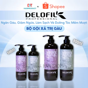 Cặp Dầu Gội Xả Mềm Mượt Sạch Gàu Delofil 500/800ml -Ngăn Gàu Hiệu Quả, Dưỡng Tóc Chắc Khỏe, Mềm Mượt