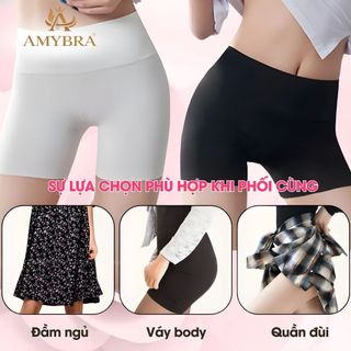 Quần Lót Nữ Mặc Váy Cạp Cao, Quần Đùi Mặc Trong Váy Chất Su Mềm Mịn Thoáng Mát AMYBRA V8941