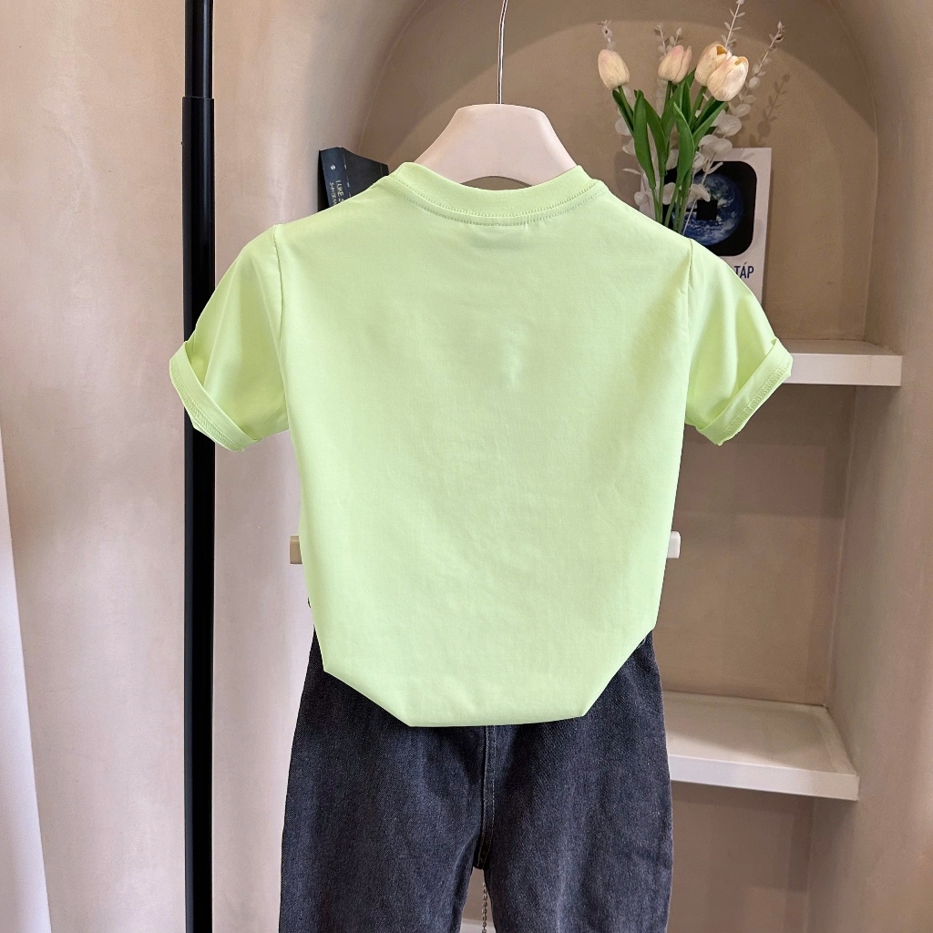 Áo Thun Trẻ Em Mirage Voi Xanh Dễ Thương, Chất 100% Cotton Cao Cấp, Có Kèm Hình Thật.