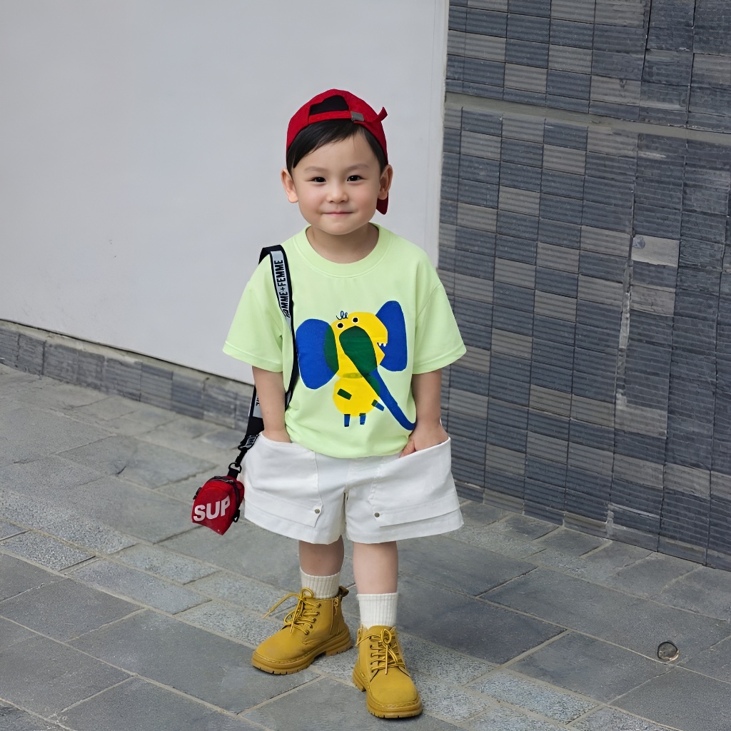 Áo Thun Trẻ Em Mirage Voi Xanh Dễ Thương, Chất 100% Cotton Cao Cấp, Có Kèm Hình Thật.