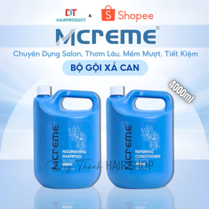 Cặp Dầu Gội Xả Can MCREME Chính Hãng 4000ml – Dùng Cho Salon, Giúp Tóc Thơm Lâu, Mềm Mượt, Tiết Kiệm