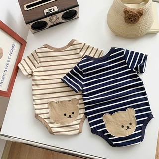 Body Kẻ Sọc Cho Bé Có Hình Gấu – Đồ Body Trẻ Em Mềm Mát