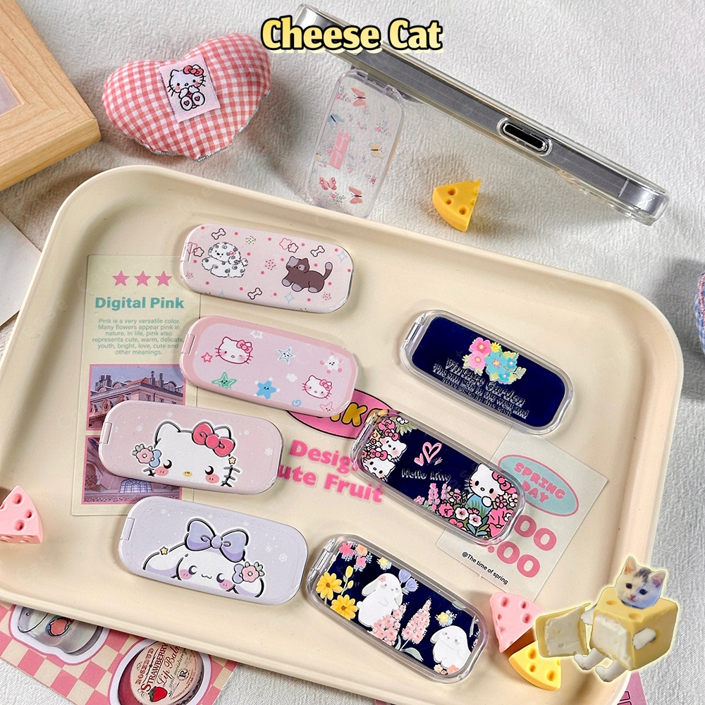 Kitty Giá đỡ điện thoại di động gương hoạt hình gắn phía sau giá đỡ điện thoại di động vô hình siêu mỏng có thể gập lại
