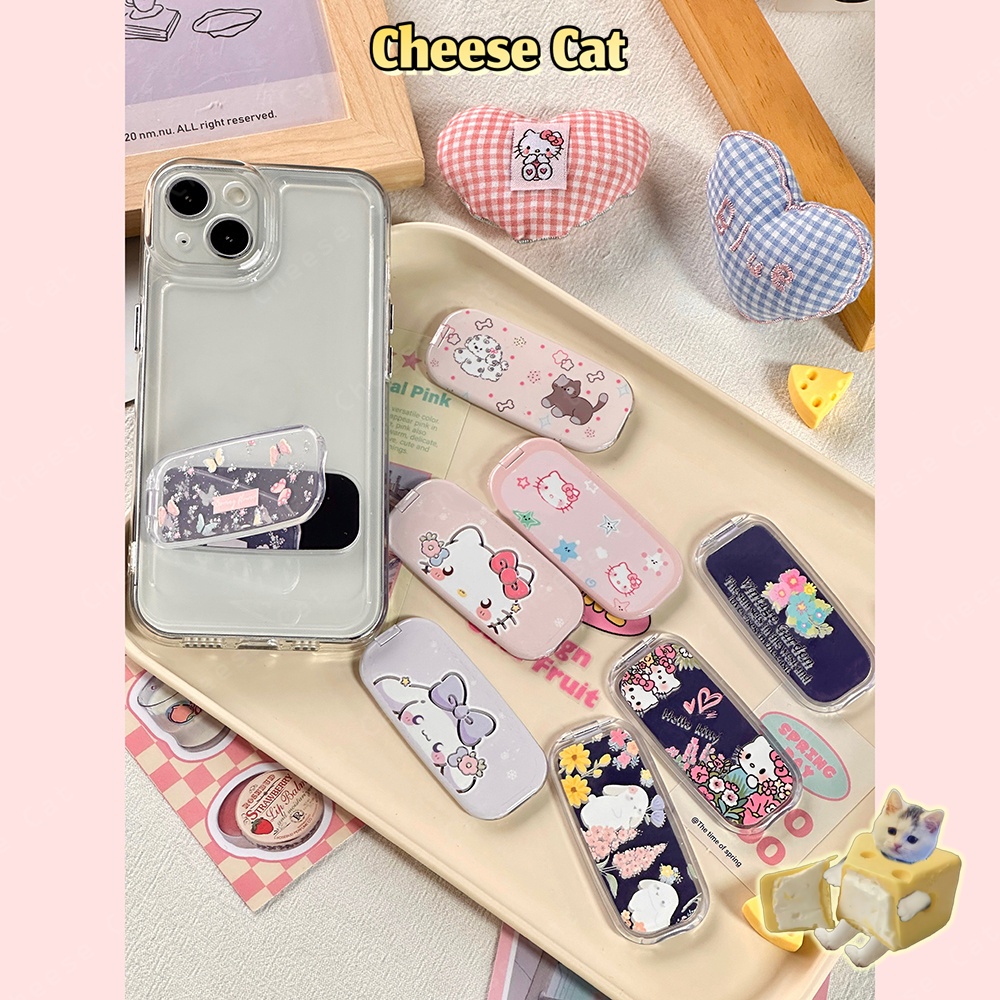 Kitty Giá đỡ điện thoại di động gương hoạt hình gắn phía sau giá đỡ điện thoại di động vô hình siêu mỏng có thể gập lại