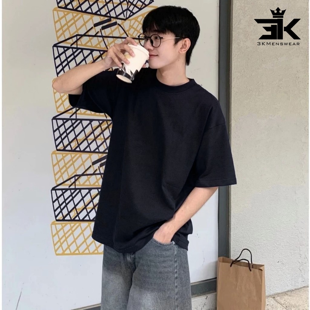 Áo Phông Trơn Nam Nữ 3KMENSWEAR, Áo Thun Tay Lỡ Cotton 100% Form Rộng Thoáng Mát Thấm Hút Mồ Hôi