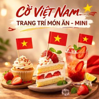 SET 100c Tăm Cờ Đỏ Sao Vàng Việt Nam Mini Cắm Trang Trí Decor Bánh Kem, Đồ Uống, Cafe Ngày 2/9. Phụ Kiện Cờ Tổ Quốc,Đảng