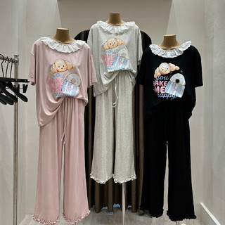 Set Bộ Đồ Nữ Thun Zip In Bánh Mì Áo Cổ TRòn Phối Viền Ren Trắng Mix Quần Suông Dài Ống Rộng