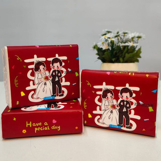 Combo 10/20 Khăn Giấy Ăn Hỷ Đám Cưới Loại Đẹp - Khăn Giấy Đỏ Trang Trí Cưới In Hình Cô Dâu Chú Rể