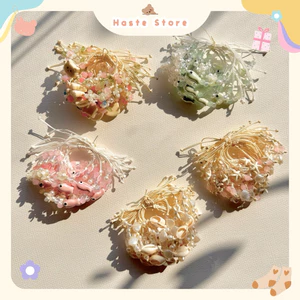 Vòng Tay Nữ Dây Rút Charm Đá Ngọc Trai Pastel Gốm Quà Tặng Bạn Gái Phong Cách Siêu Dễ Thương Dây Sáp