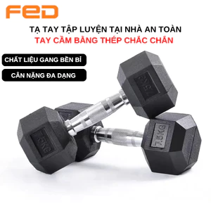 Tạ Tập Gym Tại Nhà Thiết Kế Lục Giác Chống Trơn Trượt, Chất Liệu Gang Bọc Cao Su Bền Bỉ (2,5-30Kg)