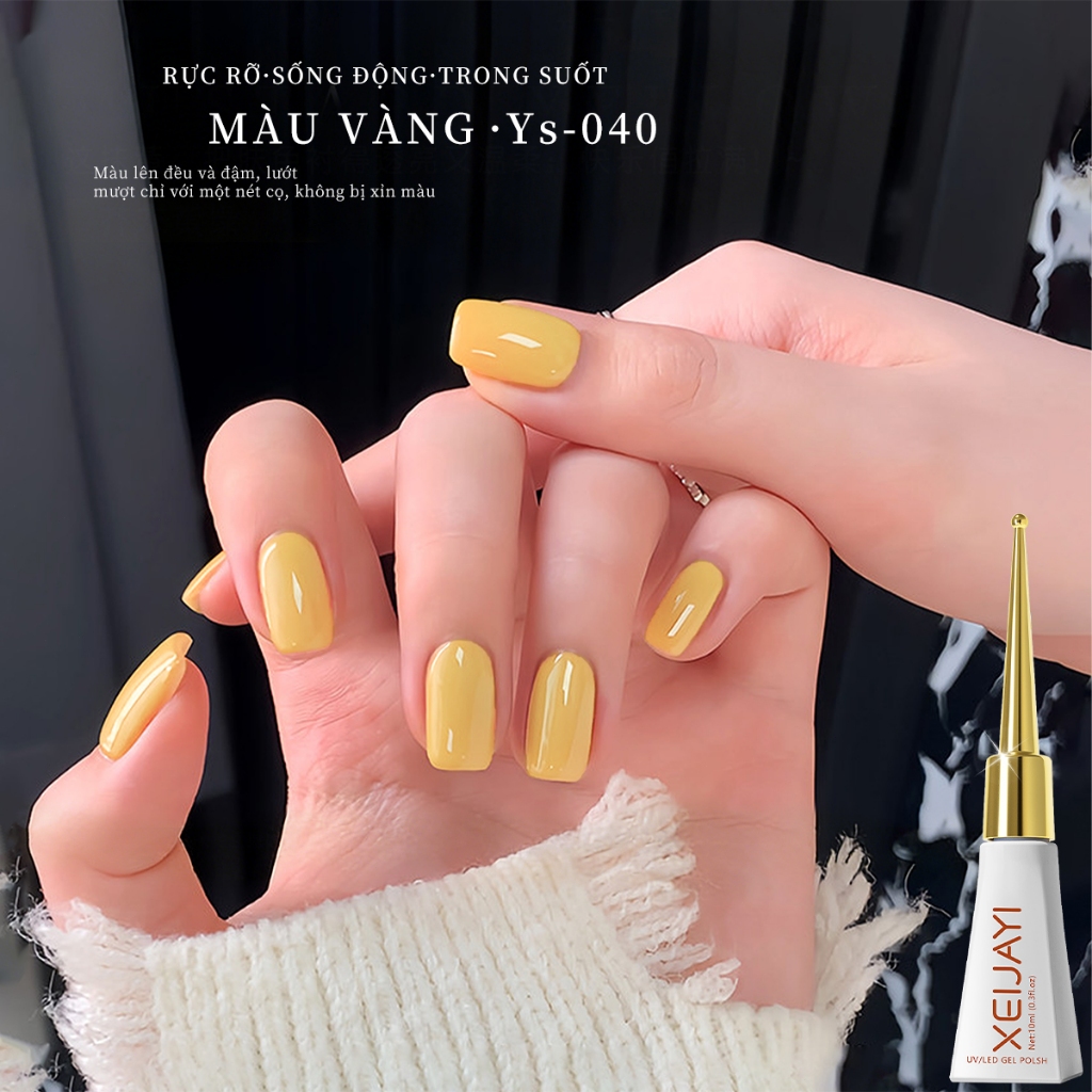 XEIJAYI 10ml - Sơn móng tay gel màu vàng ấm mới, bền màu, phù hợp mọi mùa