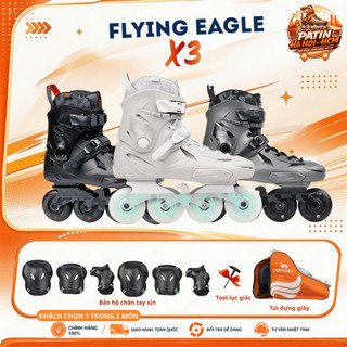 Giày patin người lớn Flying Eagle X3 bánh cao su đặc, form nhựa, càng hợp kim nhôm chịu tải trọng dưới 100kg