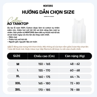 Áo Ba Lỗ Cotton Nam MENTORIS, Áo Lót Nam, Chất Liệu Mềm Mịn, Co Giãn Tốt, Thấm Hút Mồ Hôi Tốt MC02