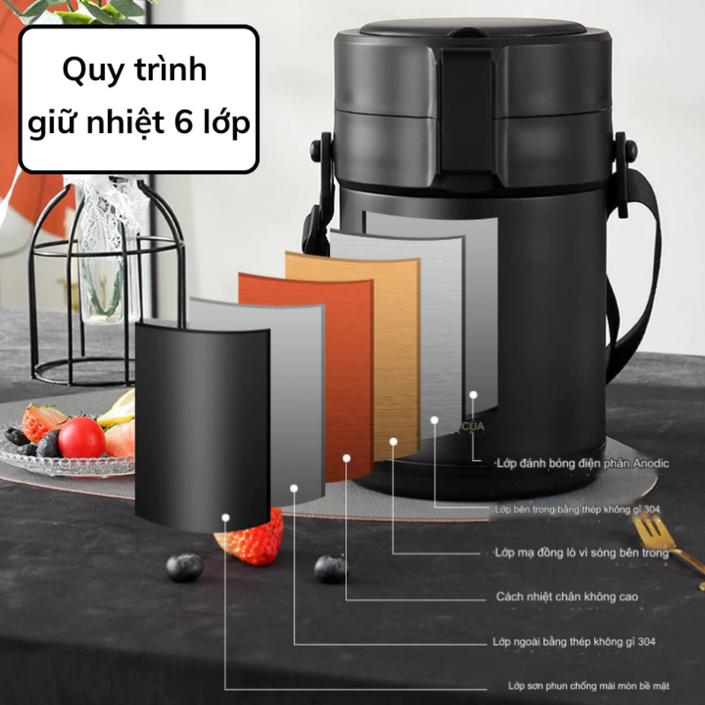 Hộp Cơm Giữ Nhiệt Yadel 2-3-4 Tầng - Có Túi Giữ Nhiệt - Inox 304 Cách Nhiệt Chống Bỏng Chống Tràn