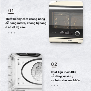 Chiên hơi nước 22L QCOOKO Lò Chiên Không Dầu Hấp Nướng Đối Lưu Đầy Đủ Khay Phụ Kiện，nồi chiên 3 trong 1