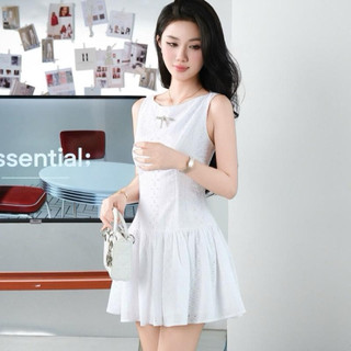 Đầm Ren Khánh An Thiết Kế Dập Ly Nhẹ Nhàng Họa Tiết Đính Nơ Đáng Yêu _Mã 25LI734
