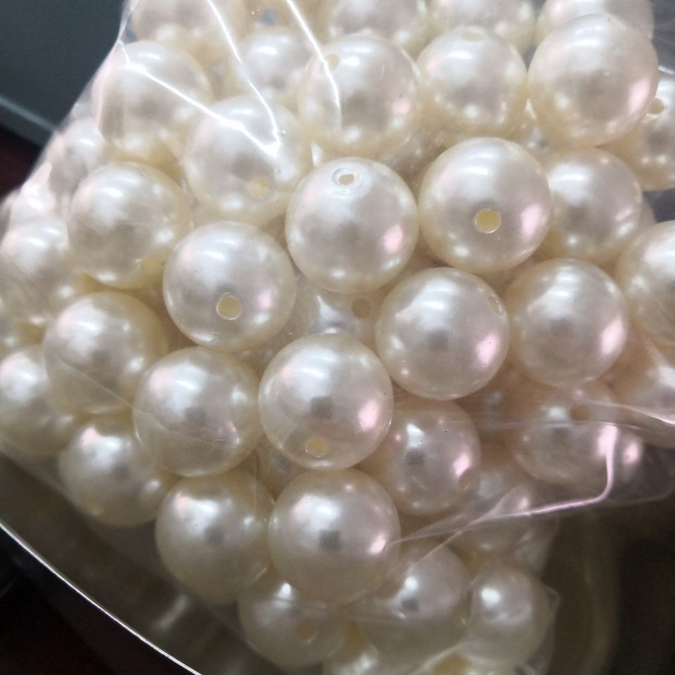 Combo 100g Hạt Ngọc Trai Giả Ngọc Trai Nhựa Abs Viên Tròn Có Lỗ Xâu Phụ Kiện Trang Trí Size 8mm Và 10mm DUHA 028
