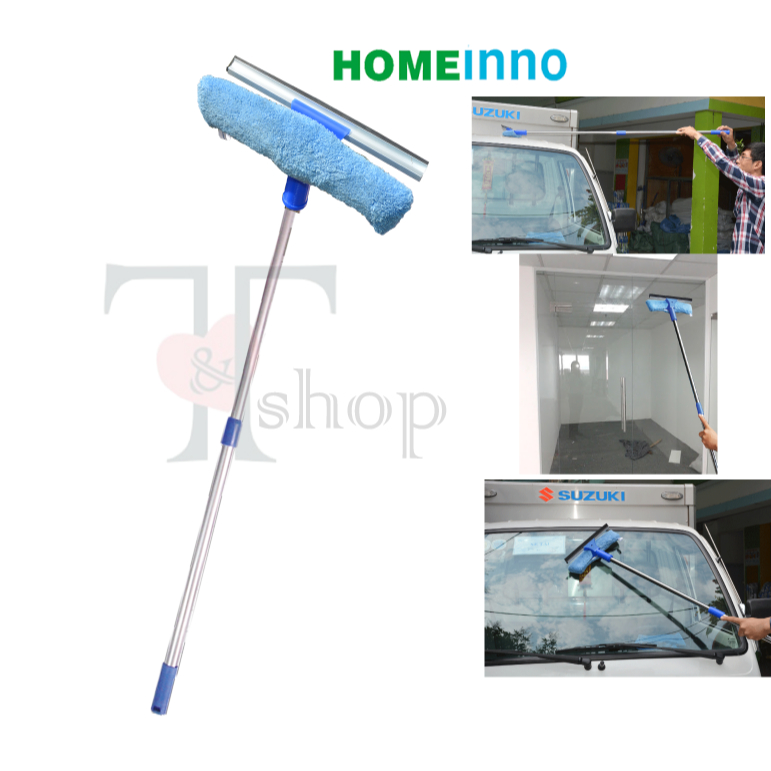 Cây Lau Kính ,Gạt Nước Kính Đầu 2 Trong 1 (1 Đầu 2 Mặt) Homeinno Cán Tăng Đơ Dài 60cm/1m4/2m/3m/4m