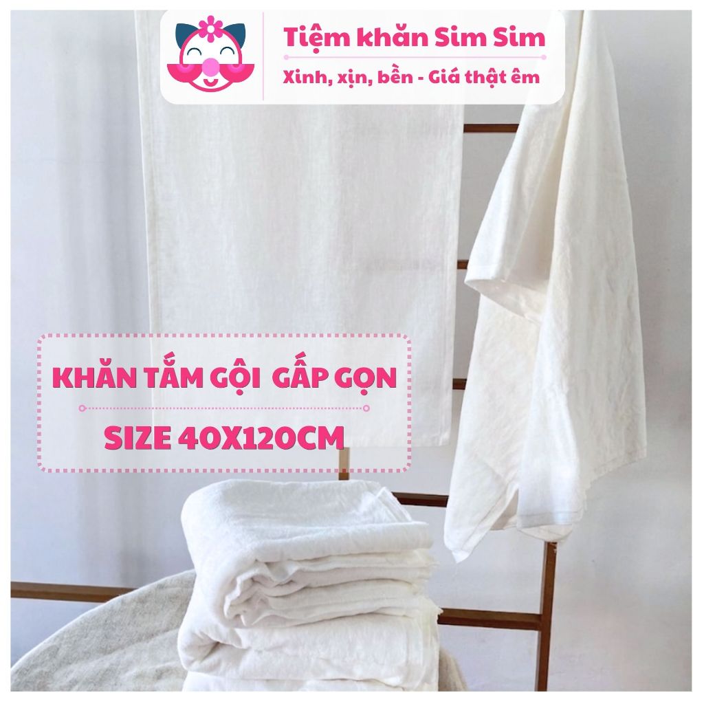 Khăn tắm gội trắng 40x120cm hàng xuất dư chất xịn đẹp