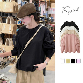 Áo sơ mi nữ cổ tròn vải thô ForgirlStudio sơ mi form oversize phong cách Hàn Quốc T201