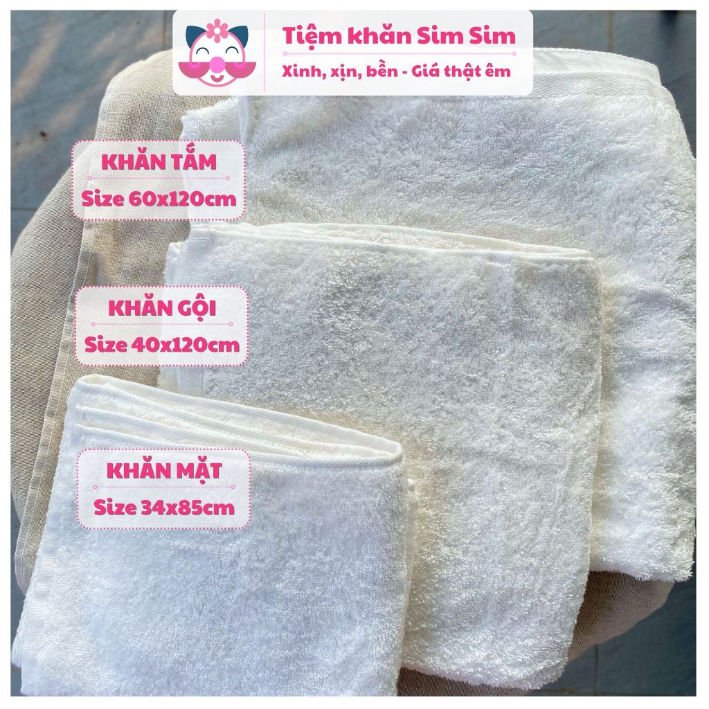 Khăn mặt tắm gội 100% cotton hàng xuất dư tiêu chuẩn khách sạn, spa