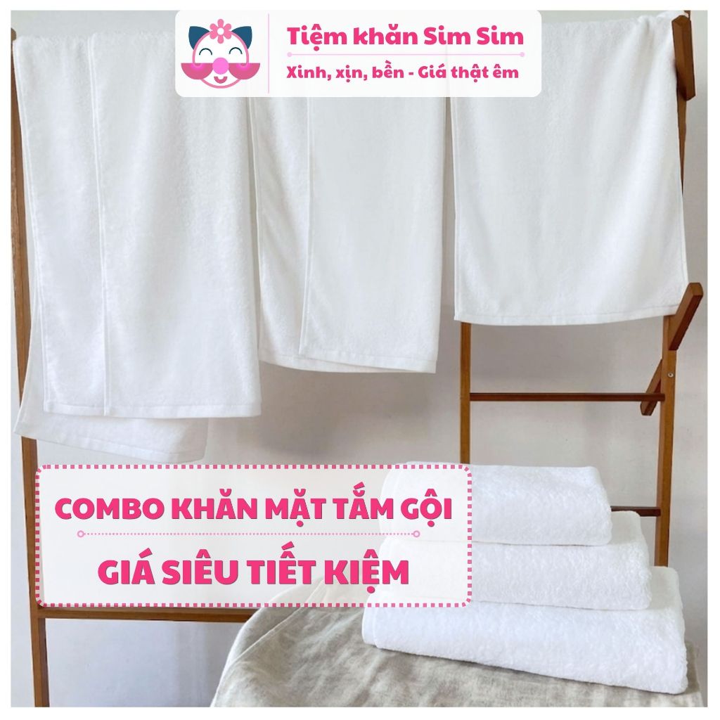 Khăn mặt tắm gội 100% cotton hàng xuất dư tiêu chuẩn khách sạn, spa