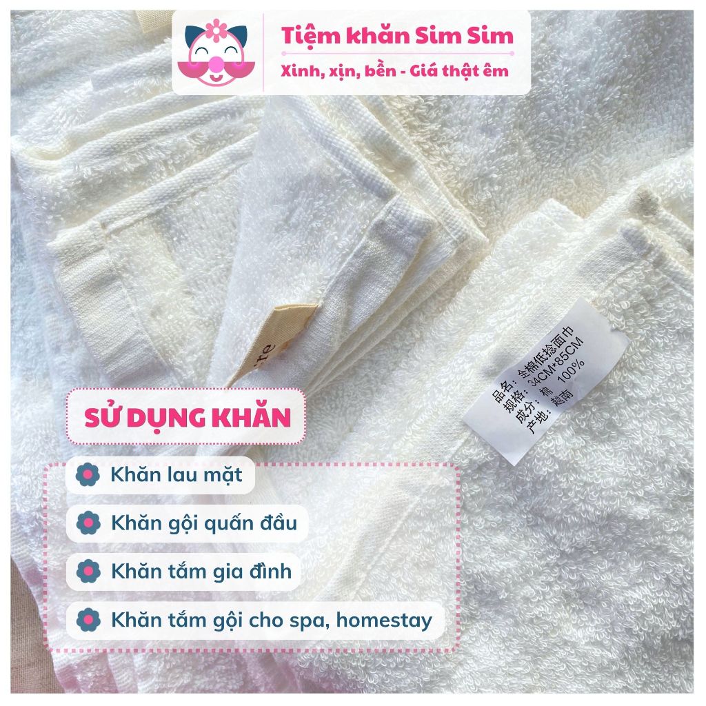 Khăn mặt tắm gội 100% cotton hàng xuất dư tiêu chuẩn khách sạn, spa