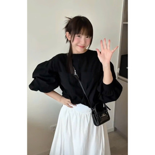Áo sơ mi nữ cổ tròn vải thô ForgirlStudio sơ mi form oversize phong cách Hàn Quốc T201
